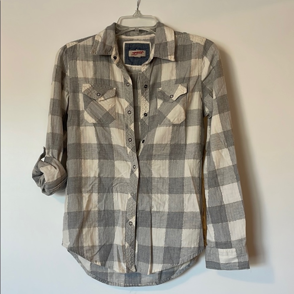 Gray and white Arizona jean co flannel